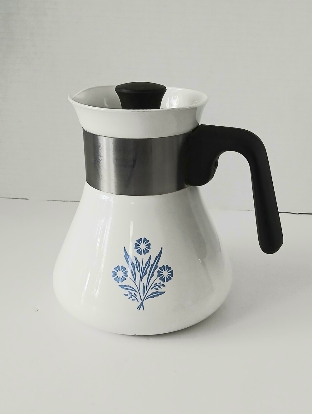 Vtg Corningware Teapot P-108B Blue Cornflower With Stainless Lid